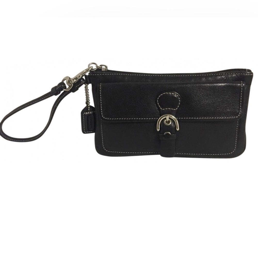 Coach vintage black leather wristlet